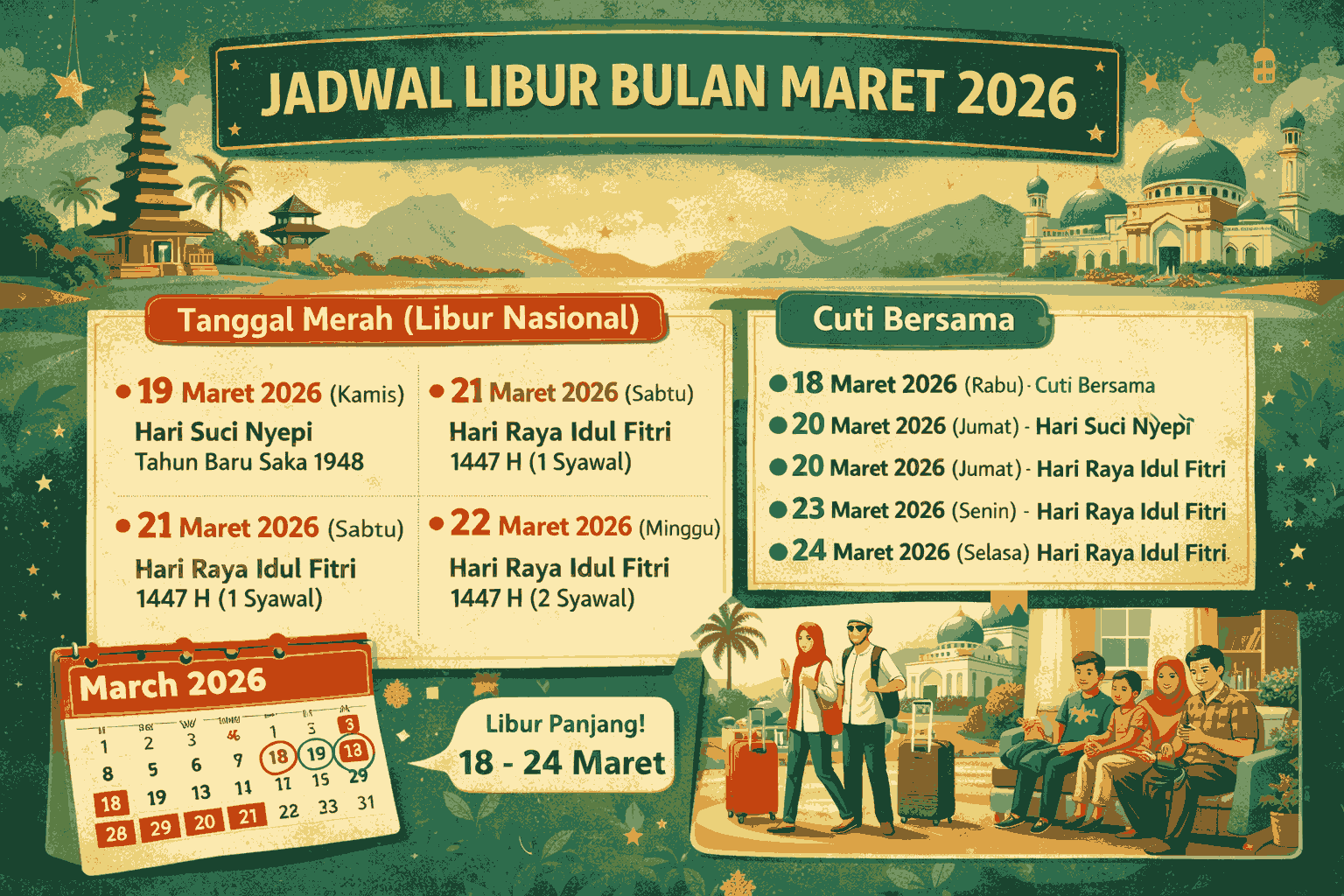 Jadwal Libur di Bulan Maret 2026 di Indonesia