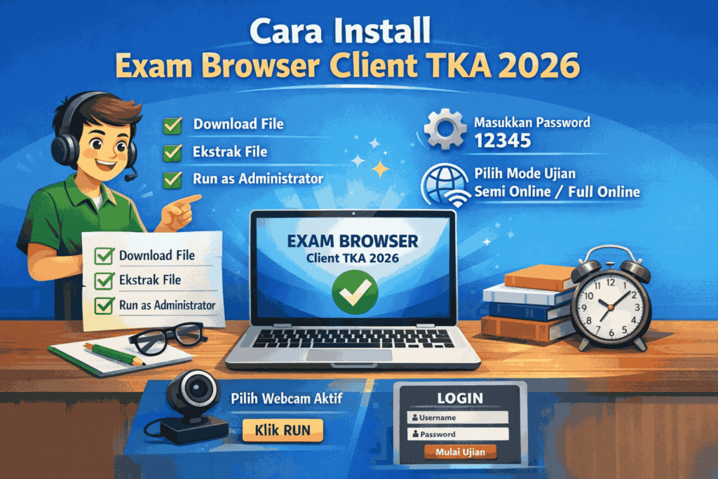 Cara Install Exam Browser Client TKA 2026 dengan Mudah