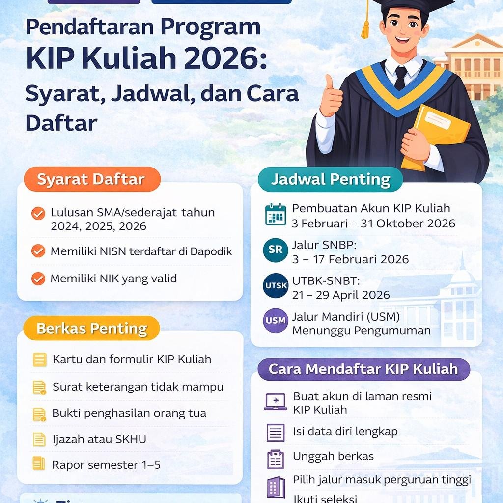 Pendaftaran KIP Kuliah 2026: Syarat, Jadwal, dan Cara Daftar