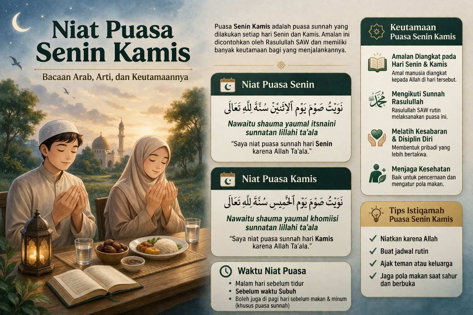 Niat Puasa Senin Kamis: Bacaan Arab, Arti, dan Keutamaannya