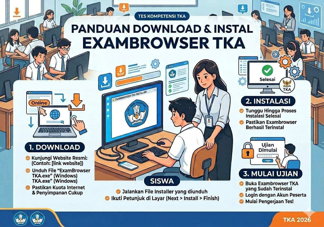 Cara Download dan Instal ExamBrowser TKA 2026 Lengkap