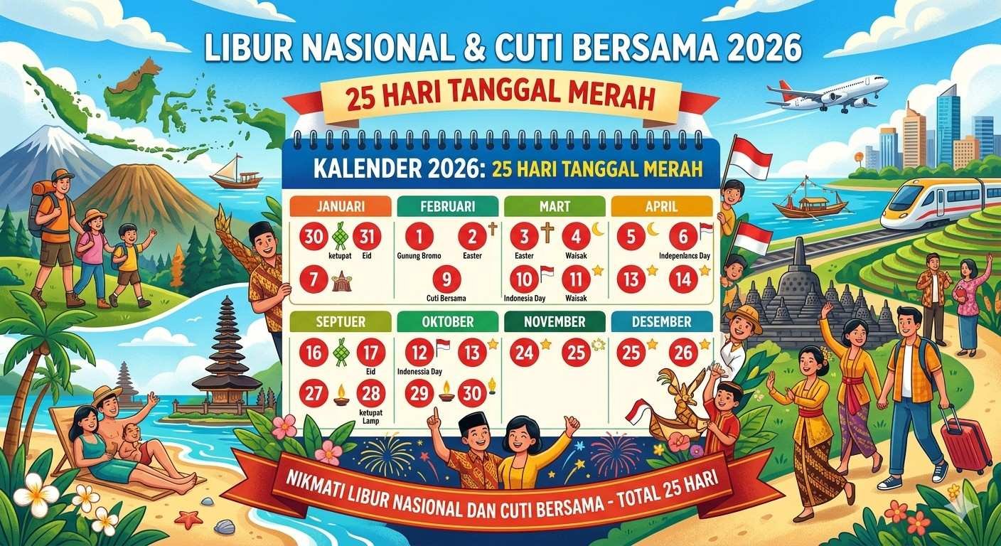 Libur Nasional dan Cuti Bersama 2026: 25 Hari Tanggal Merah