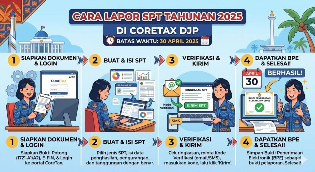 Cara Lapor SPT Tahunan 2025 di Coretax DJP, Batas Waktu 30 April