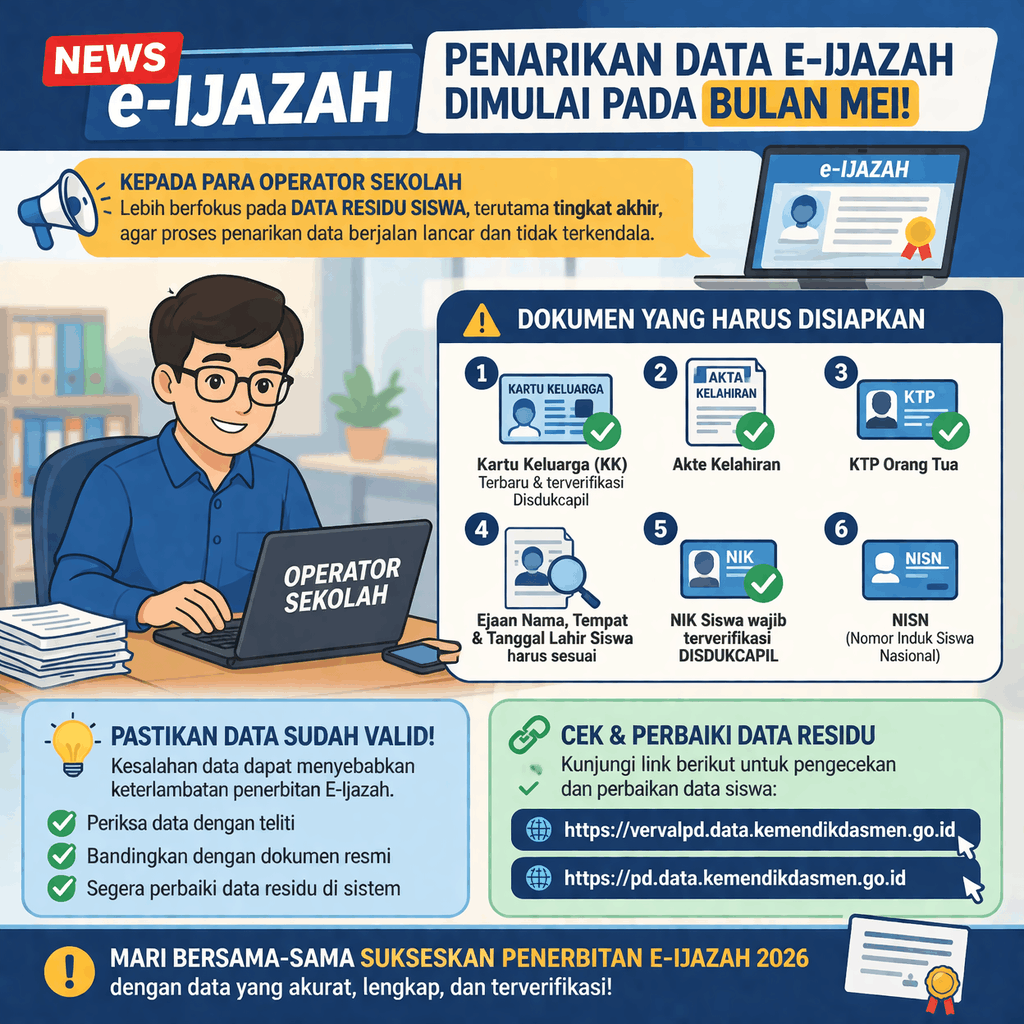 Penarikan Data E-Ijazah 2026 Dimulai Mei, Ini yang Harus Disiapkan