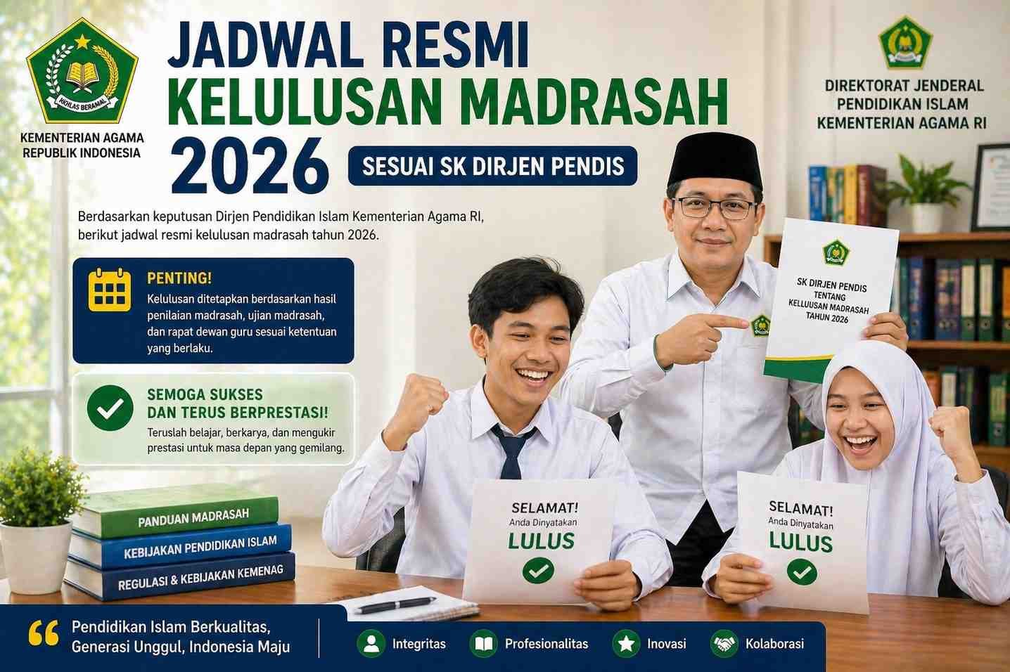 Jadwal Resmi Kelulusan Madrasah 2026 Sesuai SK Dirjen Pendis
