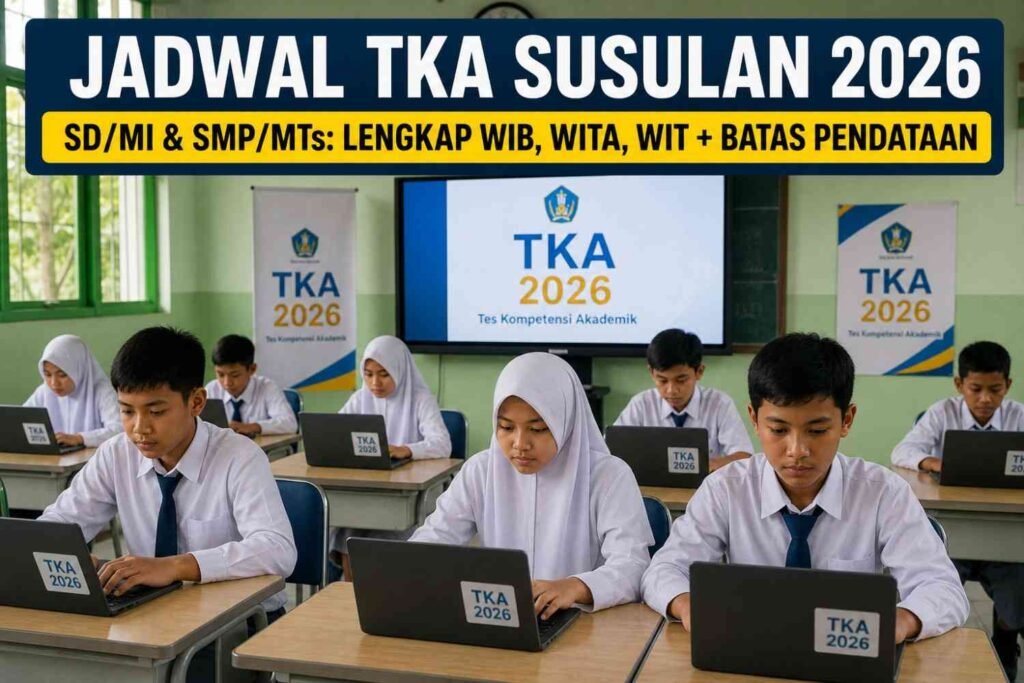 Jadwal TKA Susulan 2026 SD/MI & SMP/MTs: Lengkap WIB, WITA, WIT + Batas Pendataan