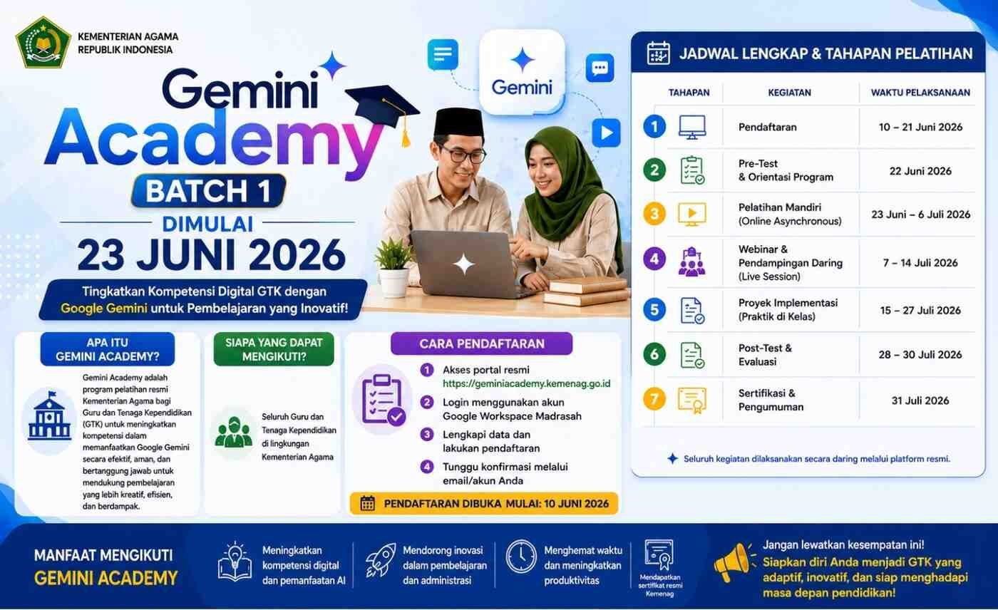 Gemini Academy Batch 1 Dimulai 23 Juni 2026, Simak Jadwal Lengkap dan Tahapan Pelatihannya