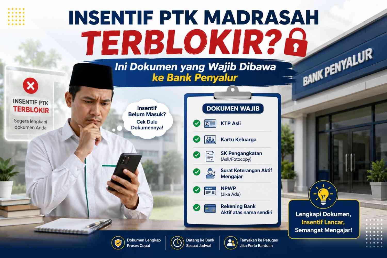 Insentif PTK Madrasah Terblokir? Ini Dokumen yang Wajib Dibawa ke Bank Penyalur