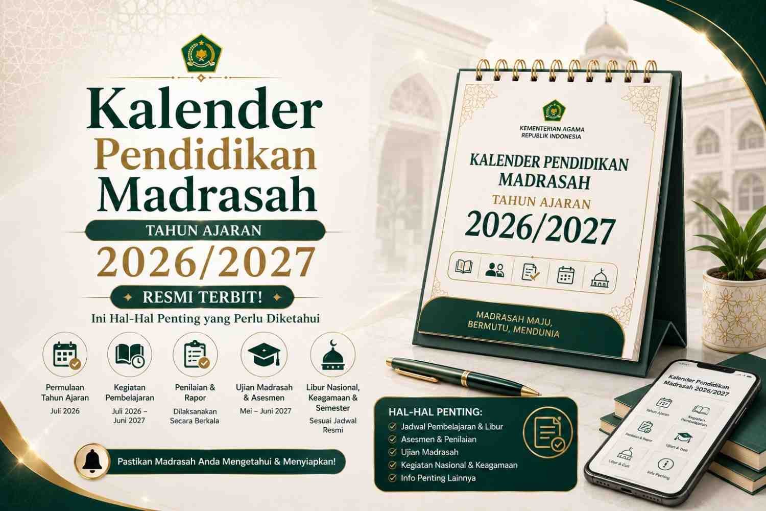 Kalender Pendidikan Madrasah Tahun Ajaran 2026/2027 Resmi Terbit, Ini Hal-Hal Penting yang Perlu Diketahui