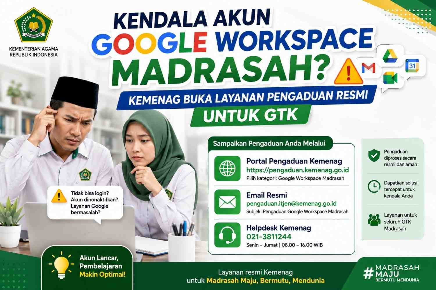Kendala Akun Google Workspace Madrasah? Kemenag Buka Layanan Pengaduan Resmi untuk GTK