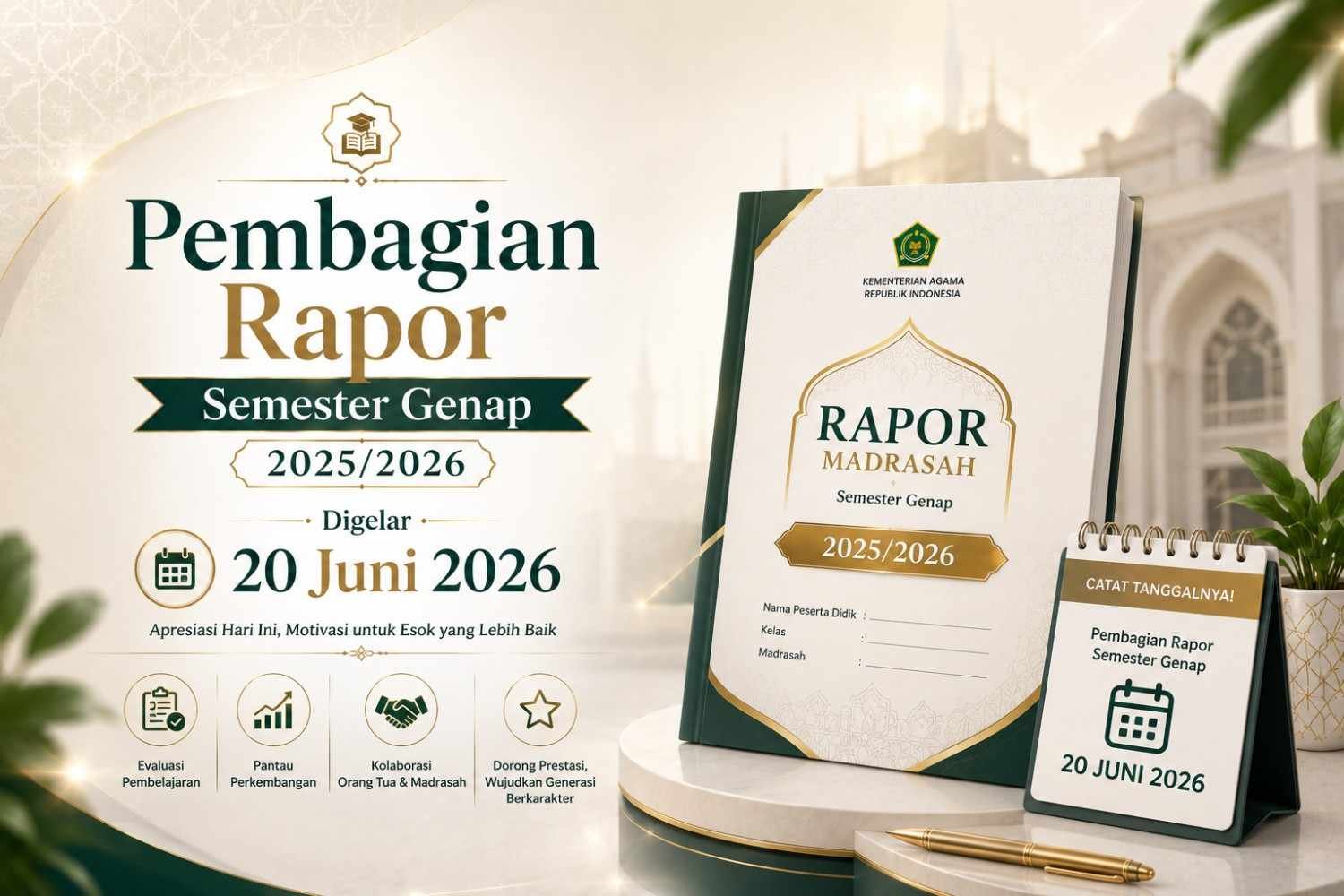 Pembagian Rapor Semester Genap 2025/2026 Digelar 20 Juni 2026
