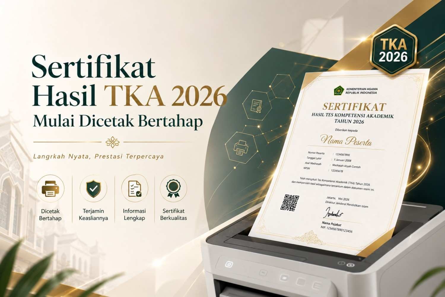 Sertifikat Hasil TKA 2026 Mulai Dicetak Bertahap