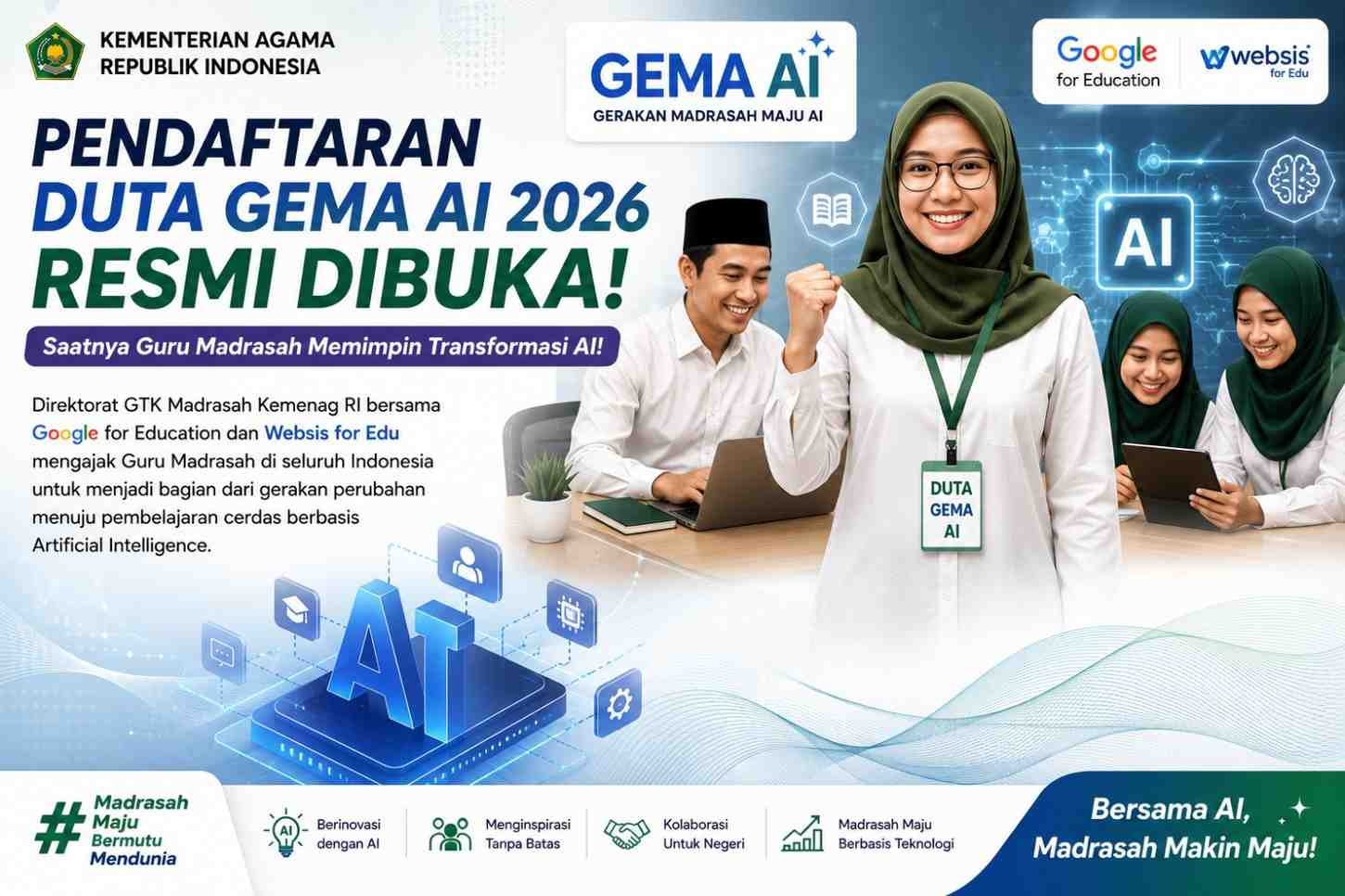 Pendaftaran Duta GEMA AI 2026 Resmi Dibuka, Saatnya Guru Madrasah Memimpin Transformasi AI!