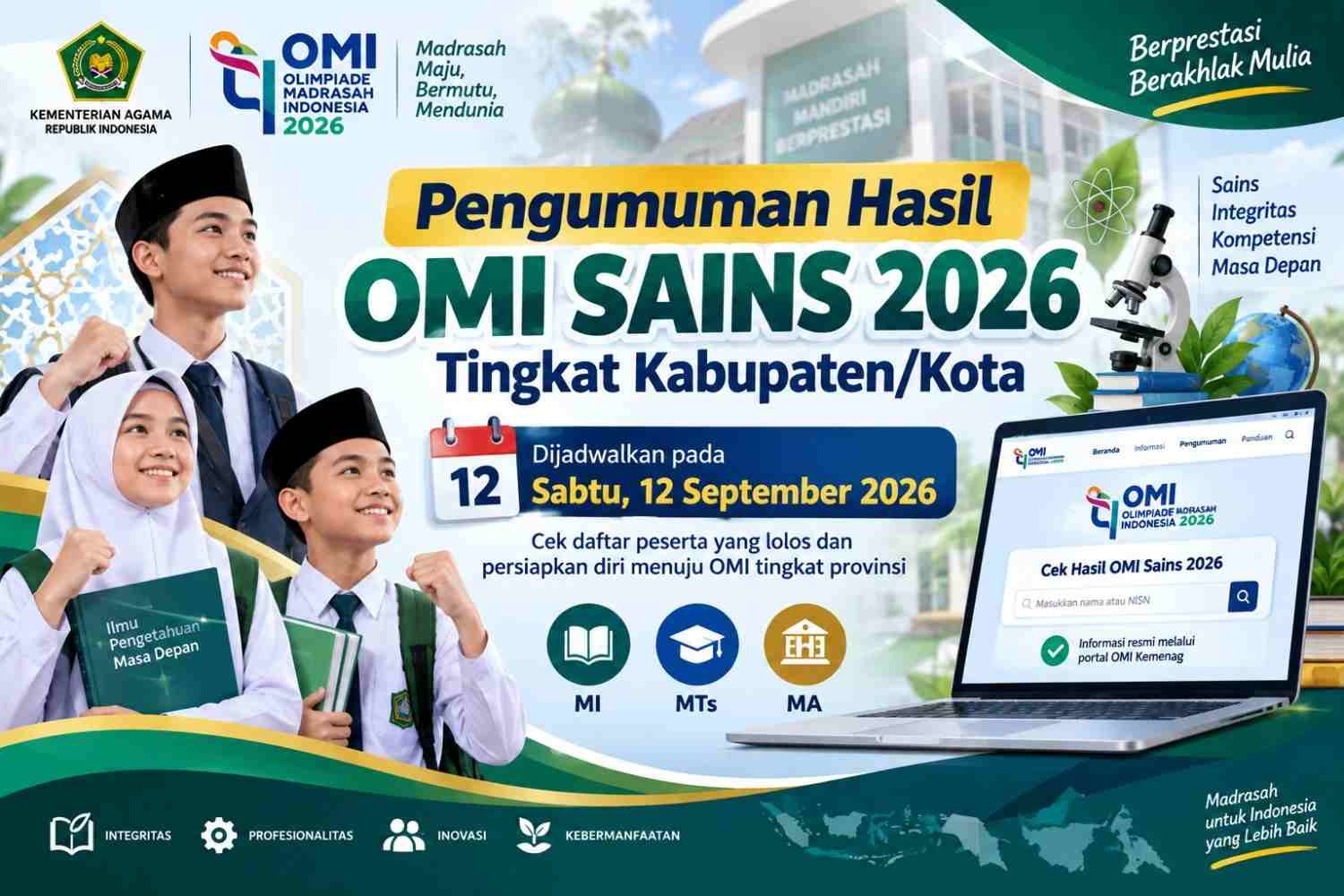 Pengumuman Hasil OMI Sains 2026 Besok 12 September, Begini Cara Cek Peserta Lolos